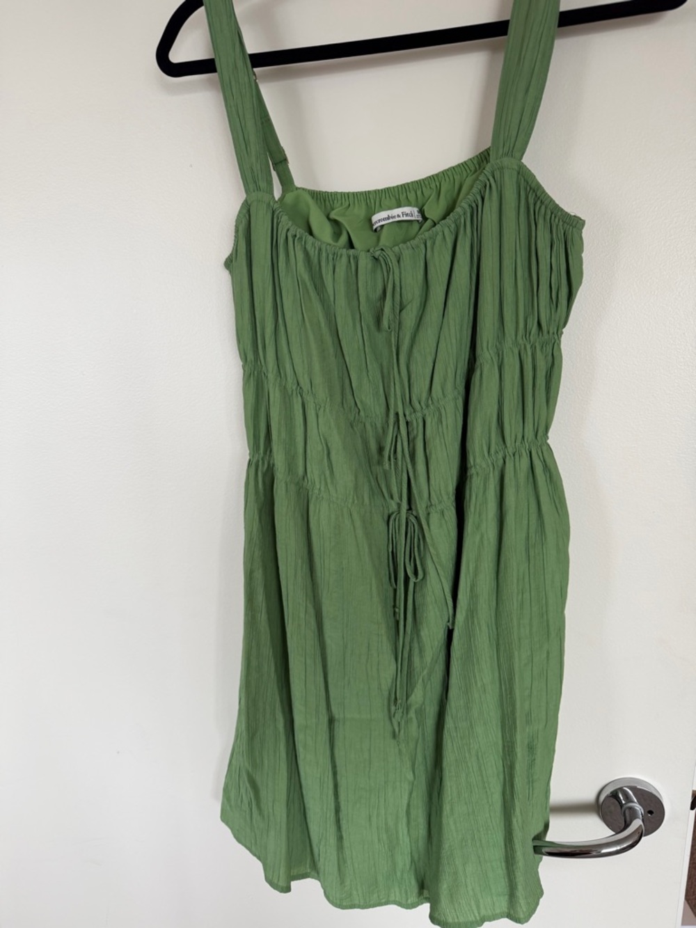 Green Smocked Cotton Sundress with Adjustable Ties - Abercrombie